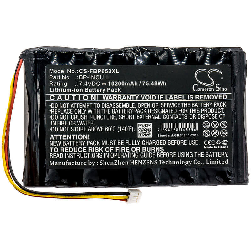 7.4V, Li-ion, 10200mAh, Equipment battery fits Fluke, Bp-incu Ii, Biomedical INCU II Incubator, Radiant Warmer Analyzer, 75.48Wh Equipment, Survey, Test Cameron Sino Technology Limited