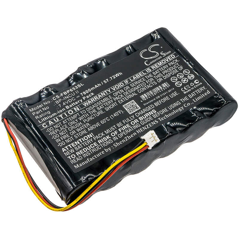 7.4V, Li-ion, 7800mAh, Batterie d'équipement compatible avec Fluke, Bp-incu Ii, Incubateur INCU II Biomédical, Analyseur de Chauffe Bébé Radiant, 57.72Wh Équipement, Enquête, Test Cameron Sino Technology Limited