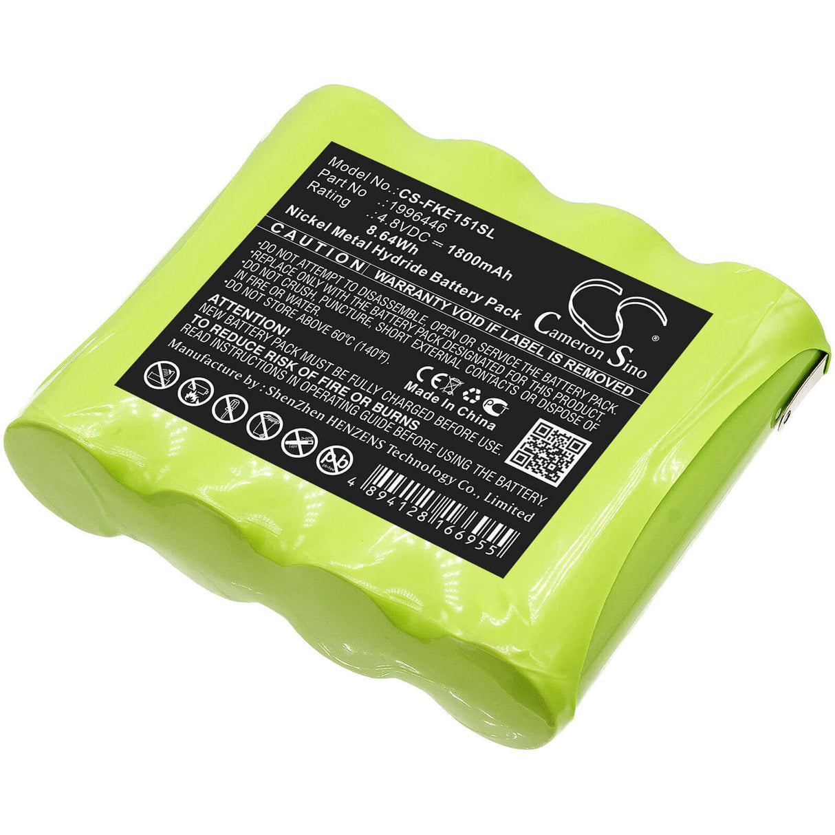 4.8V, Ni-MH, 1800mAh, Equipment battery fits Fluke, 1996446, E1515W, 8.64Wh Equipment, Survey, Test Cameron Sino Technology Limited