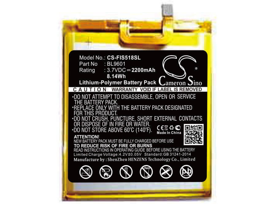 3,7V, Li-Polymère, 2200mAh, Batterie de smartphone compatible avec Fly, Bl9601, Cirrus 13, Fs518, 8,14Wh Mobile, Smartphone Cameron Sino Technology Limited (Smartphone)