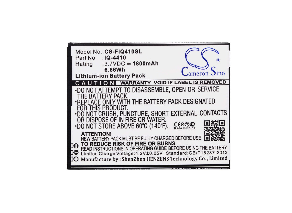 3.7V, Li-ion, 1800mAh, SmartPhone battery fits Fly, Myphone, Iq-4410, Iq-4410, 6.66Wh Mobile, SmartPhone Cameron Sino Technology Limited (Suspended)
