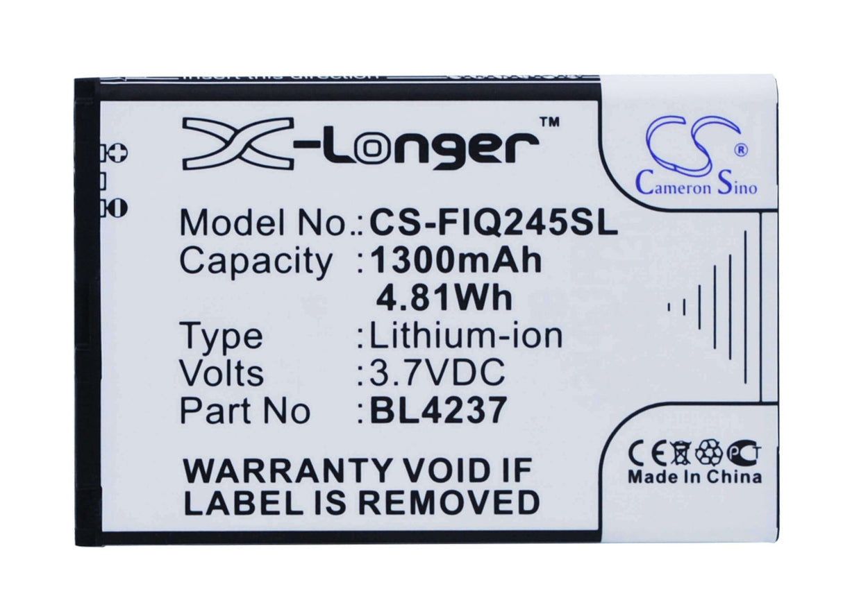 3.7V, Li-ion, 1300mAh, SmartPhone battery fits Fly, Bl4237, Iq245, Iq245 Wizard, 4.81Wh Mobile, SmartPhone Cameron Sino Technology Limited (Smartphone)