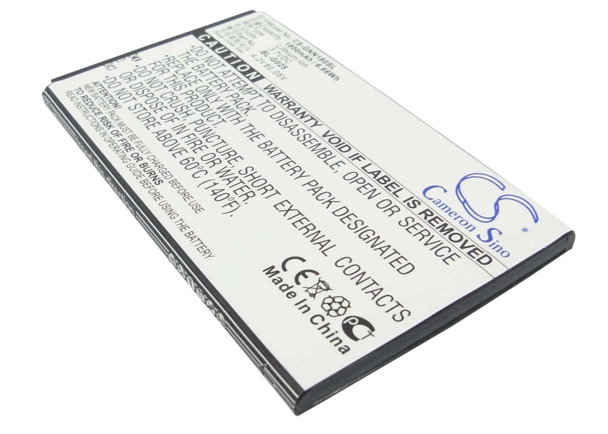 3,7V, Li-ion, 1800mAh, batterie de smartphone compatible avec Gionee, Bl-g025, Iq440, Iq440 Energie, 6,66Wh Mobile, smartphone Cameron Sino Technology Limited (Suspendu)