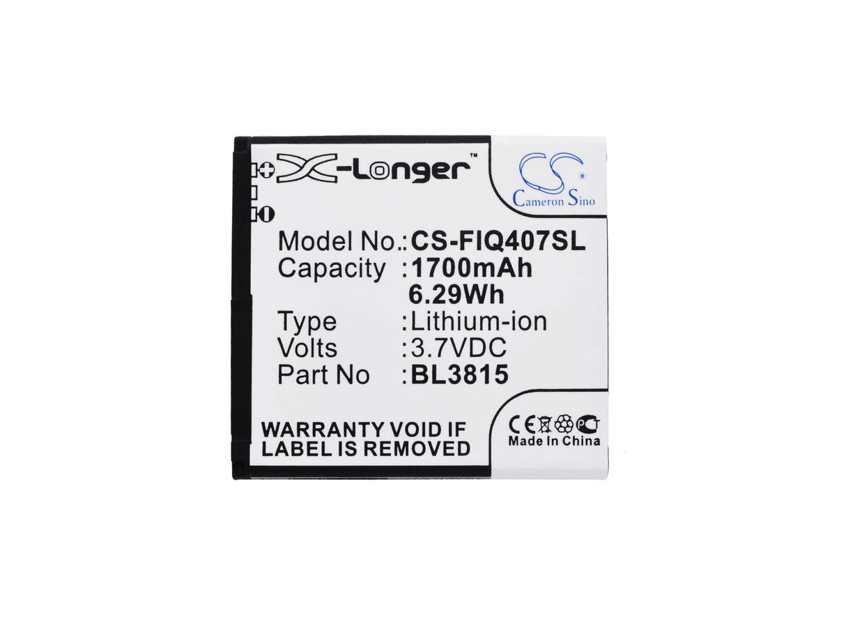 3.7V, Li-ion, 1700mAh, SmartPhone battery fits Fly, Bl3815, Era Nano 7, Iq4407, 6.29Wh Mobile, SmartPhone Cameron Sino Technology Limited (Suspended)