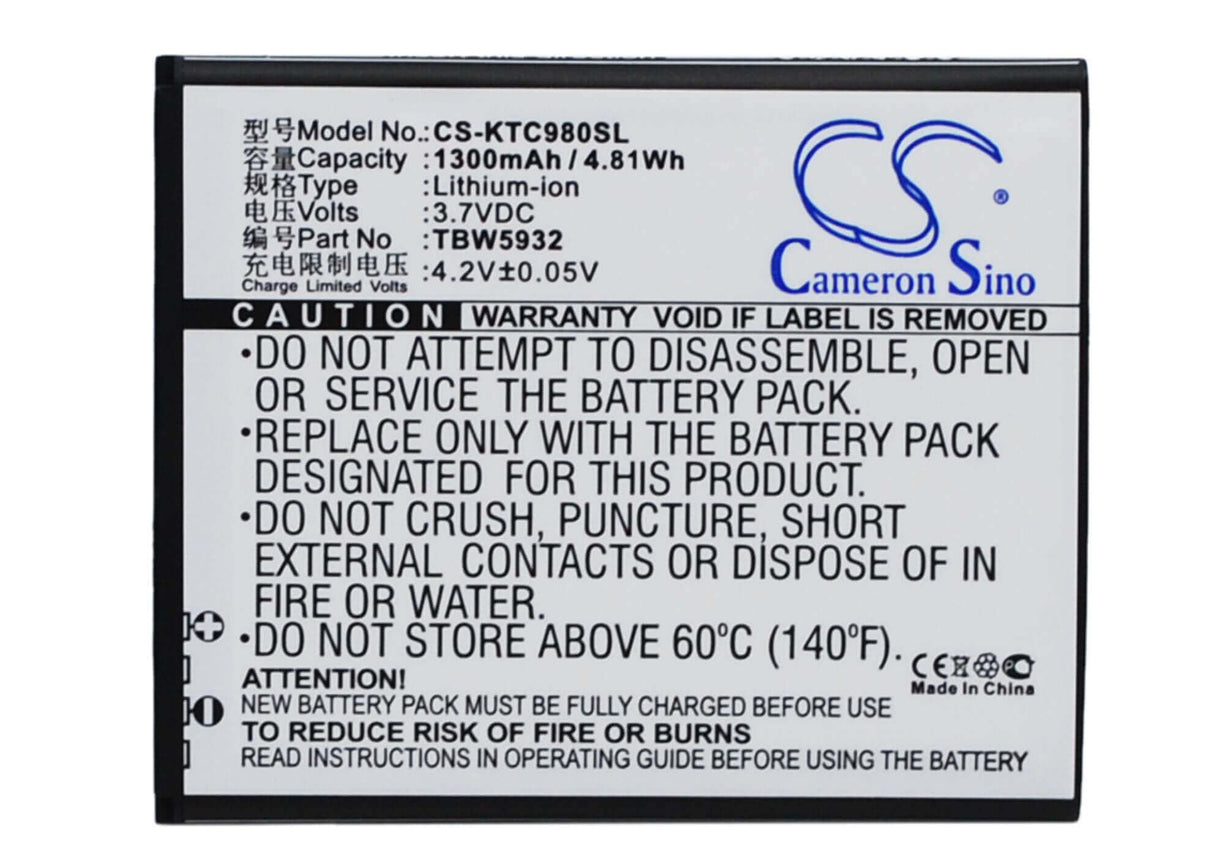 3.7V, Li-ion, 1300mAh, SmartPhone battery fits Fly, K-touch, Bl5203, Iq442, Quad Miracle 2, 4.81Wh Mobile, SmartPhone Cameron Sino Technology Limited (Smartphone)