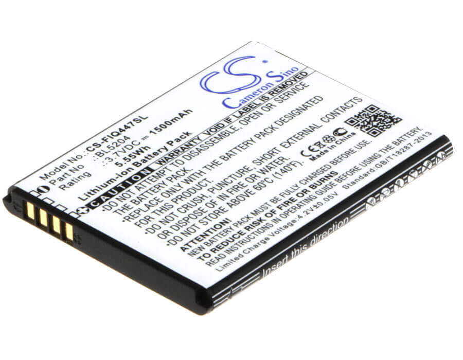 3.7V, Li-ion, 1500mAh, SmartPhone battery fits Fly, Bl5204, Era Life 1, Iq447, 5.55Wh Mobile, SmartPhone Cameron Sino Technology Limited (Smartphone)