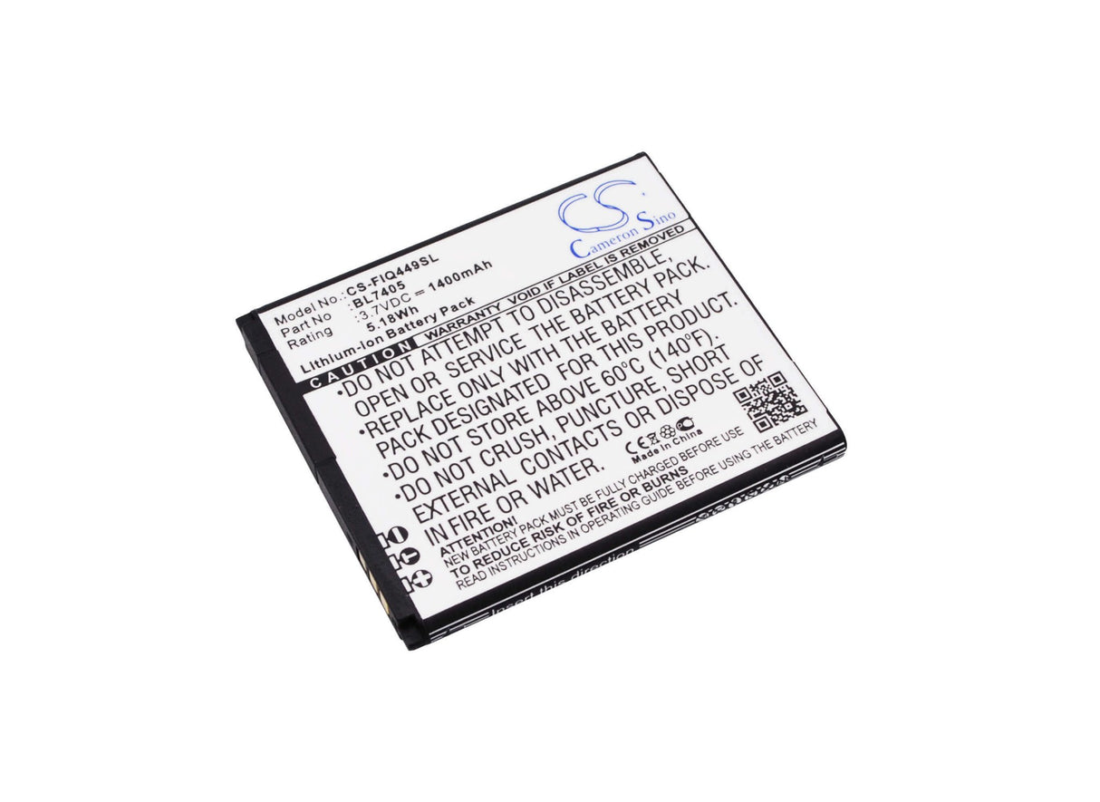 3.7V, Li-ion, 1400mAh, SmartPhone battery fits Fly, Bl7405, Iq449, 5.18Wh Mobile, SmartPhone Cameron Sino Technology Limited (Smartphone)