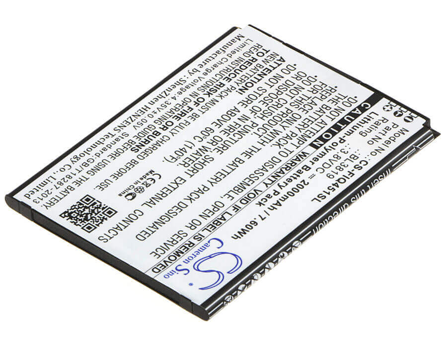 3.8V, Li-Polymer, 1800mAh, SmartPhone battery fits Fly, Bl3819, Iq4514, Iq4514 Quad Evo Tech 4, 6.84Wh Mobile, SmartPhone Cameron Sino Technology Limited (Smartphone)