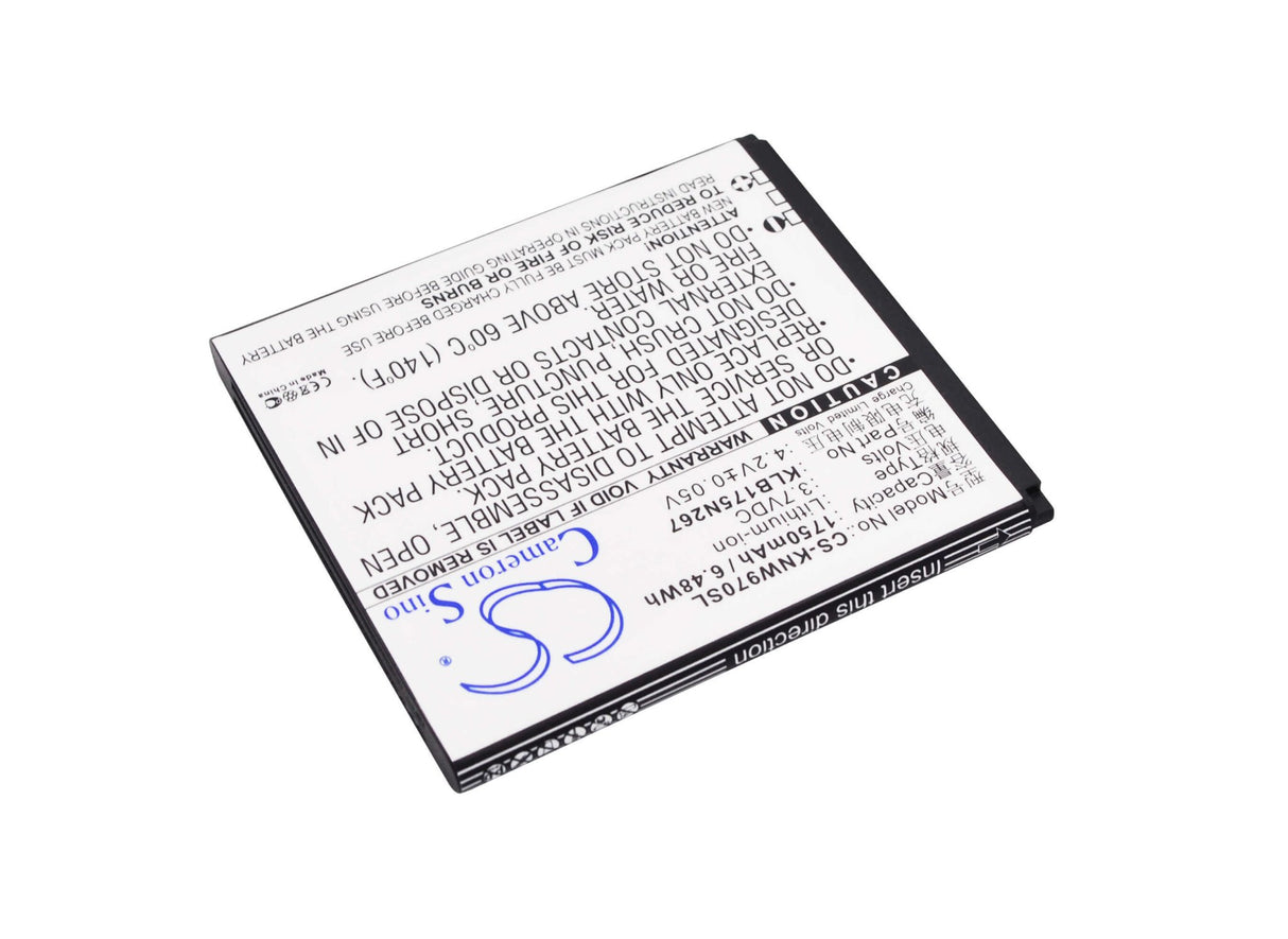3.7V, Li-ion, 1750mAh, SmartPhone battery fits Konka, Fly, Klb175n267, N970, N970s, 6.48Wh Mobile, SmartPhone Cameron Sino Technology Limited (Smartphone)