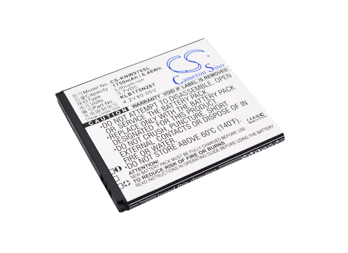 3.7V, Li-ion, 1750mAh, SmartPhone battery fits Konka, Fly, Klb175n267, N970, N970s, 6.48Wh Mobile, SmartPhone Cameron Sino Technology Limited (Smartphone)