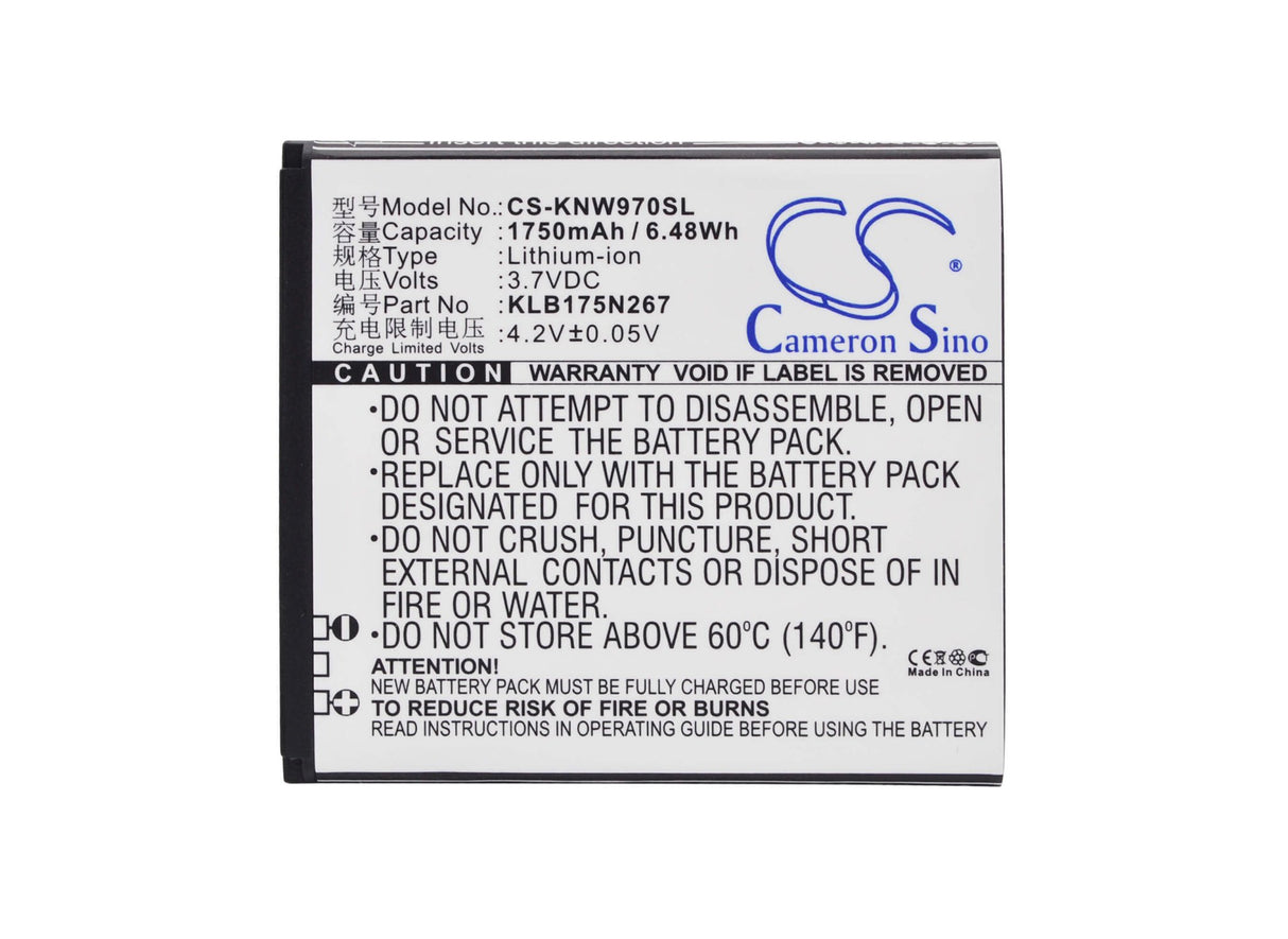 3.7V, Li-ion, 1750mAh, SmartPhone battery fits Konka, Fly, Klb175n267, N970, N970s, 6.48Wh Mobile, SmartPhone Cameron Sino Technology Limited (Smartphone)