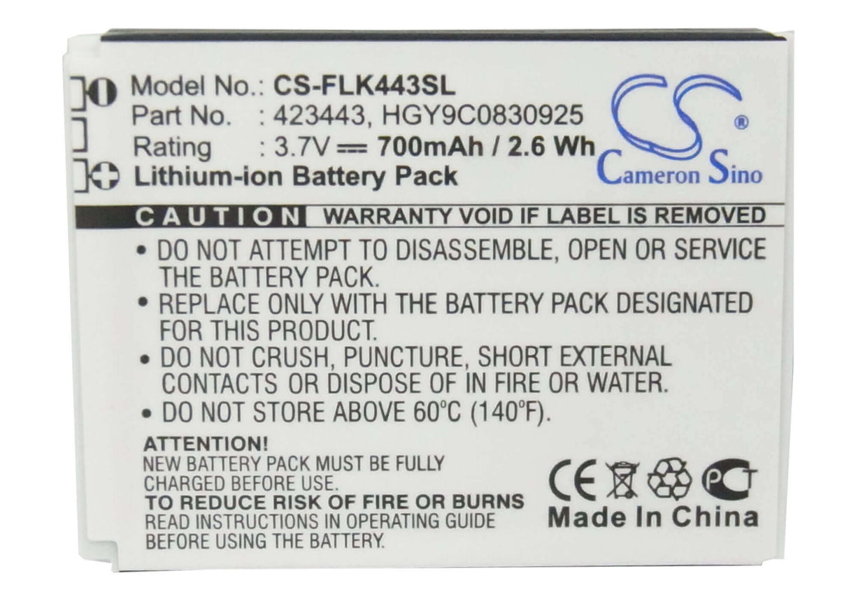 3.7V, Li-ion, 700mAh, Headset battery fits Foxlink, 423443, 423443, 2.59Wh Wireless Headset Cameron Sino Technology Limited (Suspended)