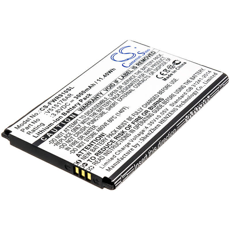 3.8V, Li-ion, 3000mAh, Hotspot battery fits Franklin Wireless, V515176ar, R910, 11.40Wh Hotspot Cameron Sino Technology Limited