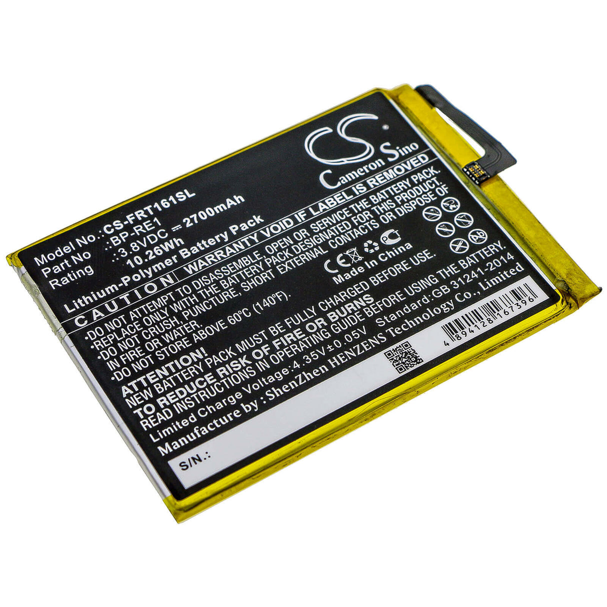 3.8V, Li-Polymer, 2700mAh, SmartPhone battery fits Freetel, Bp-re1, Ftj161b, Ftj161b-rei, 10.26Wh Mobile, SmartPhone Cameron Sino Technology Limited (Smartphone)