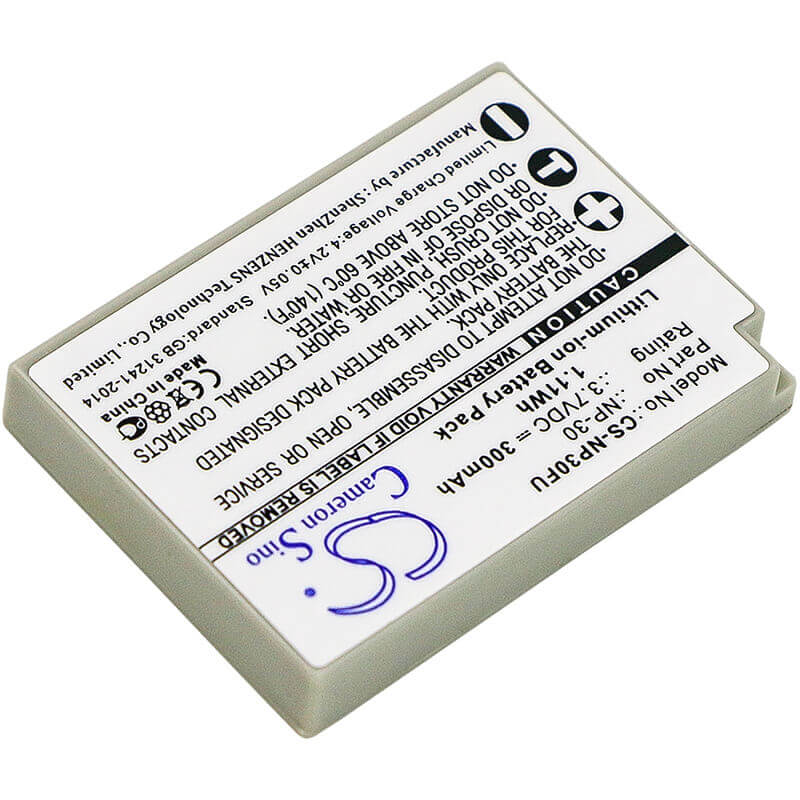 3.7V, Li-ion, 300mAh, Camera battery fits Fujifilm, Np-30, Finepix F440, Finepix F440 Zoom, 1.11Wh Camera Cameron Sino Technology Limited (Camera)