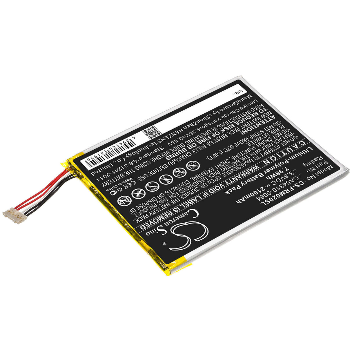 3,8V, Li-Polymer, 2100mAh, batterie de smartphone compatible avec Fujitsu, Ca54310-0064, Arrows M02, F-01h, 7,98Wh Mobile, Smartphone Cameron Sino Technology Limited (Smartphone)