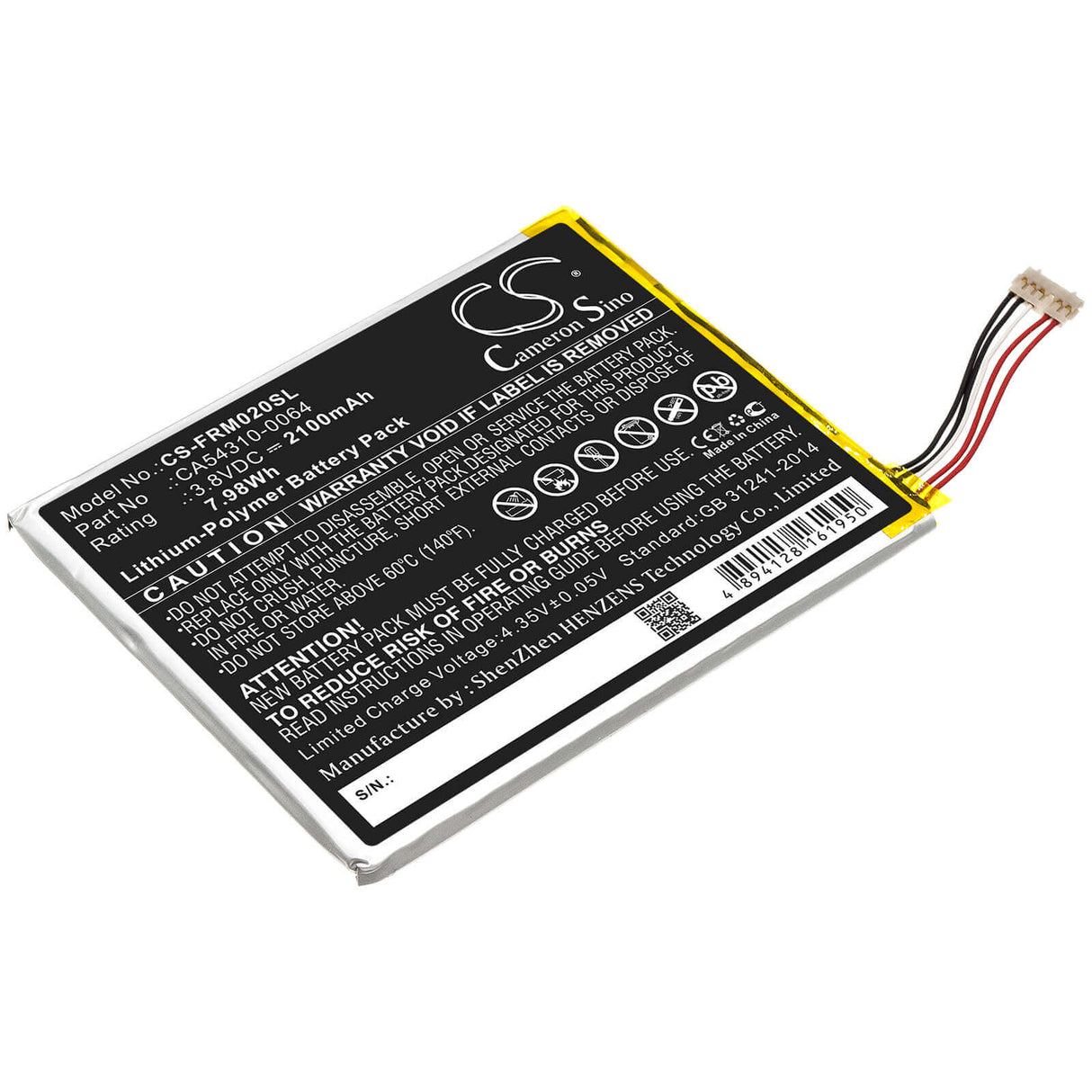 3,8V, Li-Polymer, 2100mAh, batterie de smartphone compatible avec Fujitsu, Ca54310-0064, Arrows M02, F-01h, 7,98Wh Mobile, Smartphone Cameron Sino Technology Limited (Smartphone)