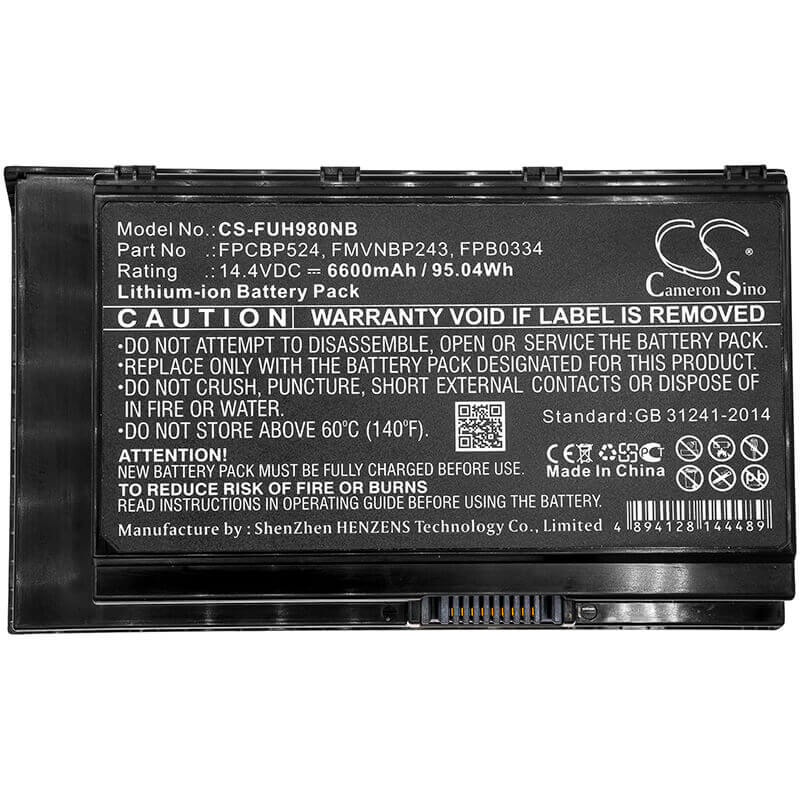 Batterie pour Fujitsu, Celsius H980, S26391-k461-v100 14.4v, 6600mah - 95.04wh Batteries pour l'électronique Cameron Sino Technology Limited (Suspendu)
