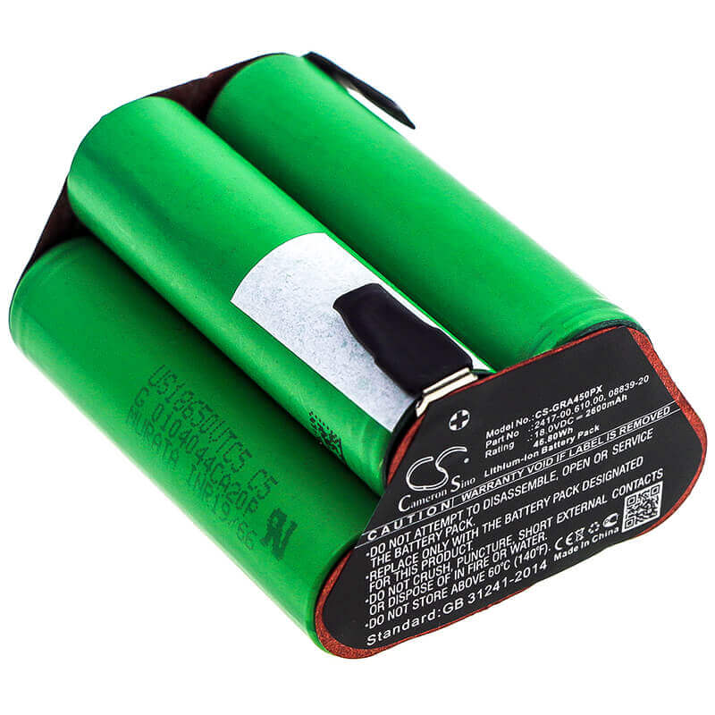18.0V, Li-ion, 2600mAh, Gardening Tools battery fits Gardena, 08839-20, 02417-20, Accucut 400li, 46.80Wh Gardening Tools Cameron Sino Technology Limited (Power Tools)