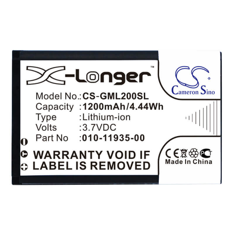 3.7V, Li-ion, 1200mAh, GPS battery fits Garmin, 010-11935-00, 010-01055-15, 010-02184-01, 4.44Wh GPS, Navigator Cameron Sino Technology Limited