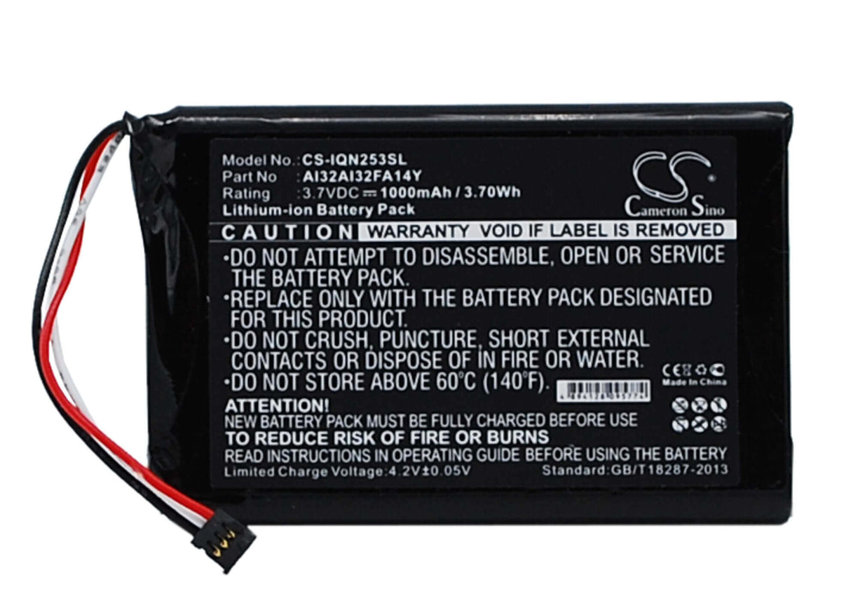3,7V, Li-ion, 1000mAh, batterie GPS compatible avec Garmin, Ai32ai32fa14y, 010-01187-01, Nuvi 2539lm, 3,7Wh GPS, Navigator Cameron Sino Technology Limited