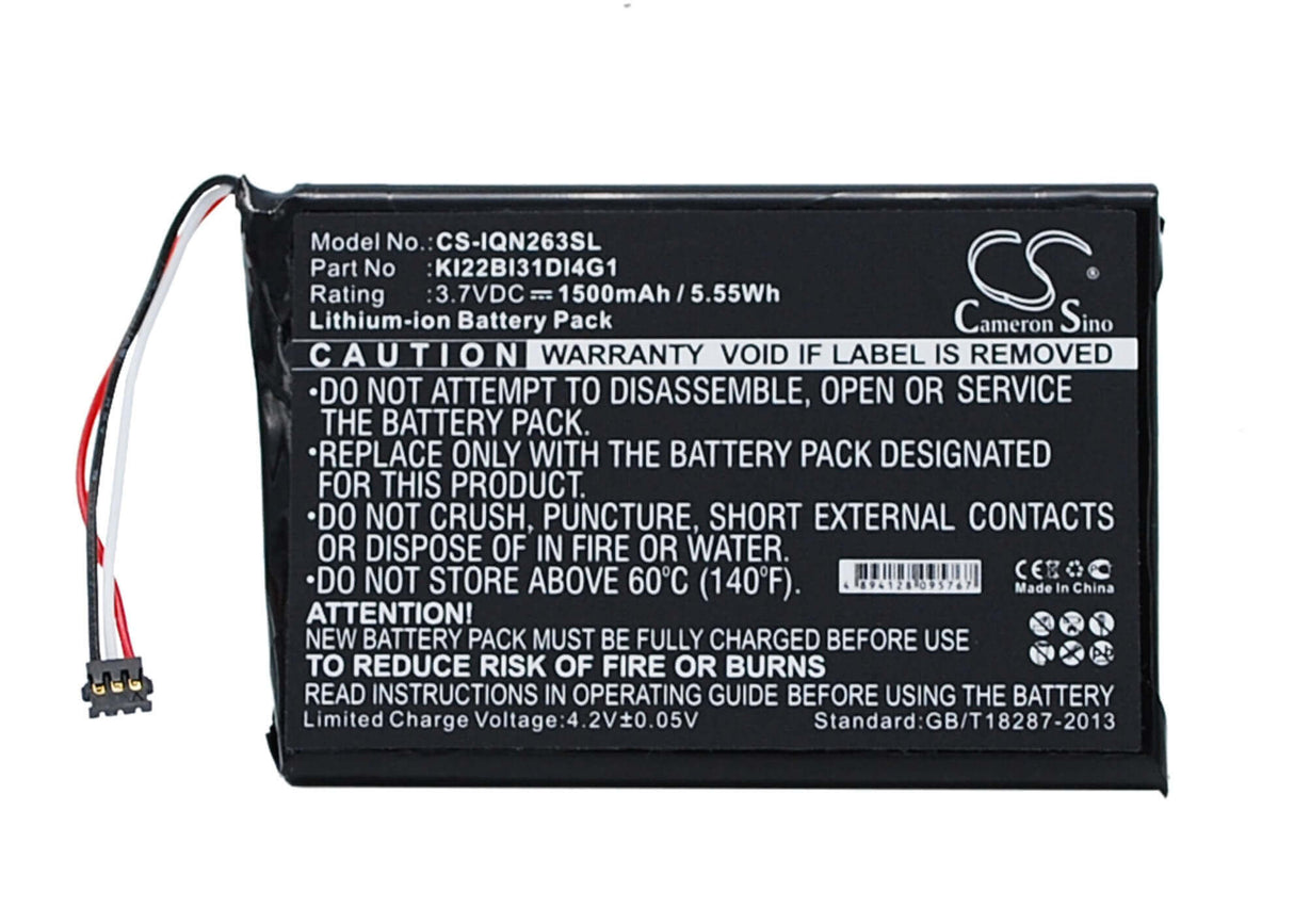 3,7V, Li-ion, 1500mAh, batterie GPS compatible Garmin, Ki22bi31di4g1, 010-01188-02, 2689lmt, 5,55Wh GPS, Navigator Cameron Sino Technology Limited