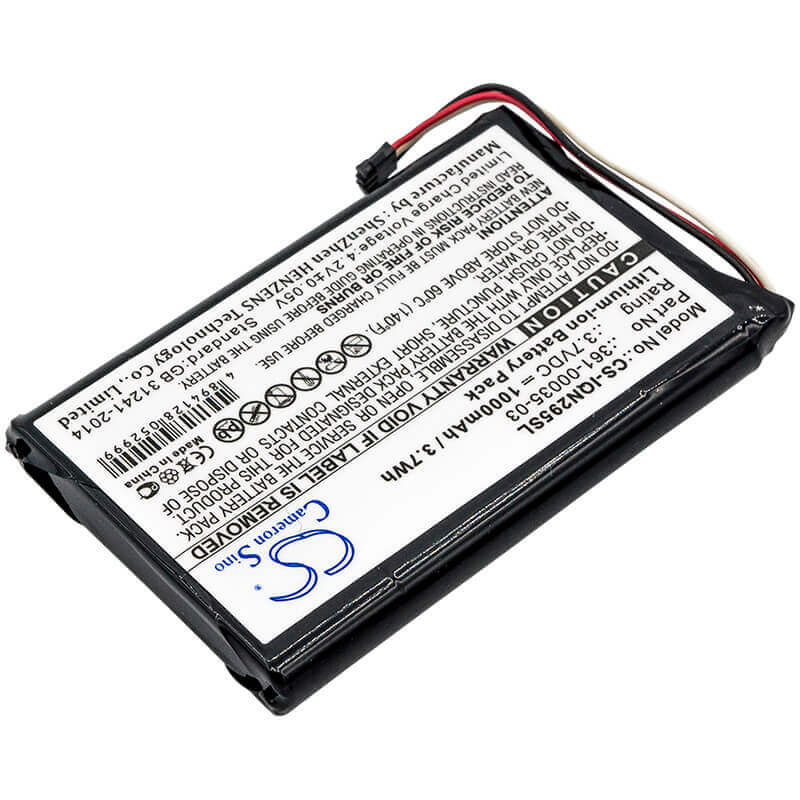 3,7V, Li-ion, 1000mAh, batterie pour lampes de vélo compatible avec Garmin, Garmin, 361-00035-03, 010-01316-00, A3avdg03, 3,7Wh Lampes de vélo Cameron Sino Technology Limited