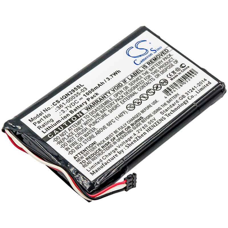 3,7V, Li-ion, 1000mAh, batterie pour lampes de vélo compatible avec Garmin, Garmin, 361-00035-03, 010-01316-00, A3avdg03, 3,7Wh Lampes de vélo Cameron Sino Technology Limited