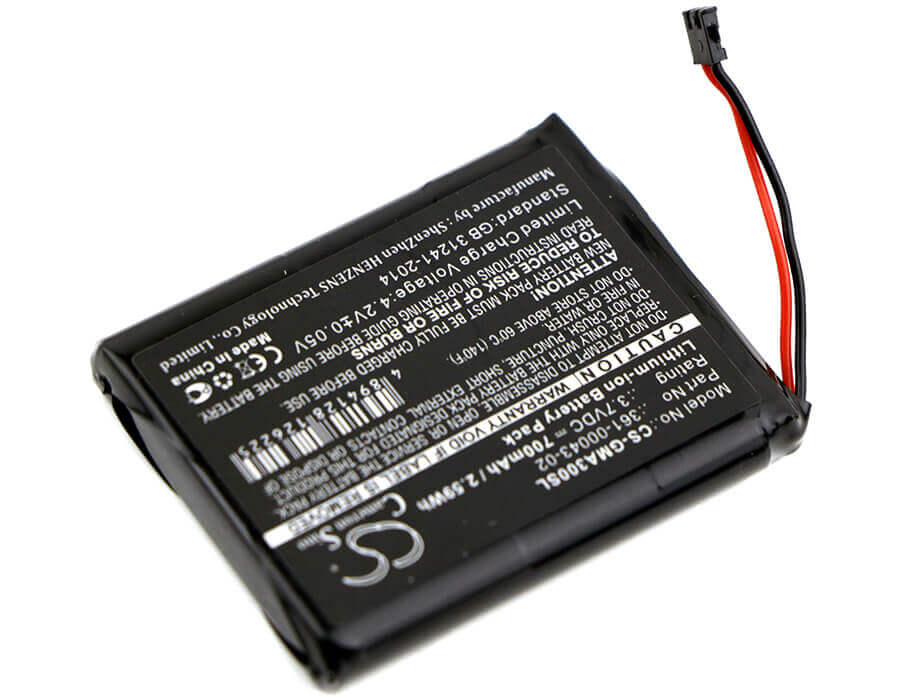 3,7V, Li-ion, 700mAh, batterie GPS compatible Garmin, 361-00043-02, 010-01690-00, Approach G30, 2,59Wh GPS, Navigator Cameron Sino Technology Limited