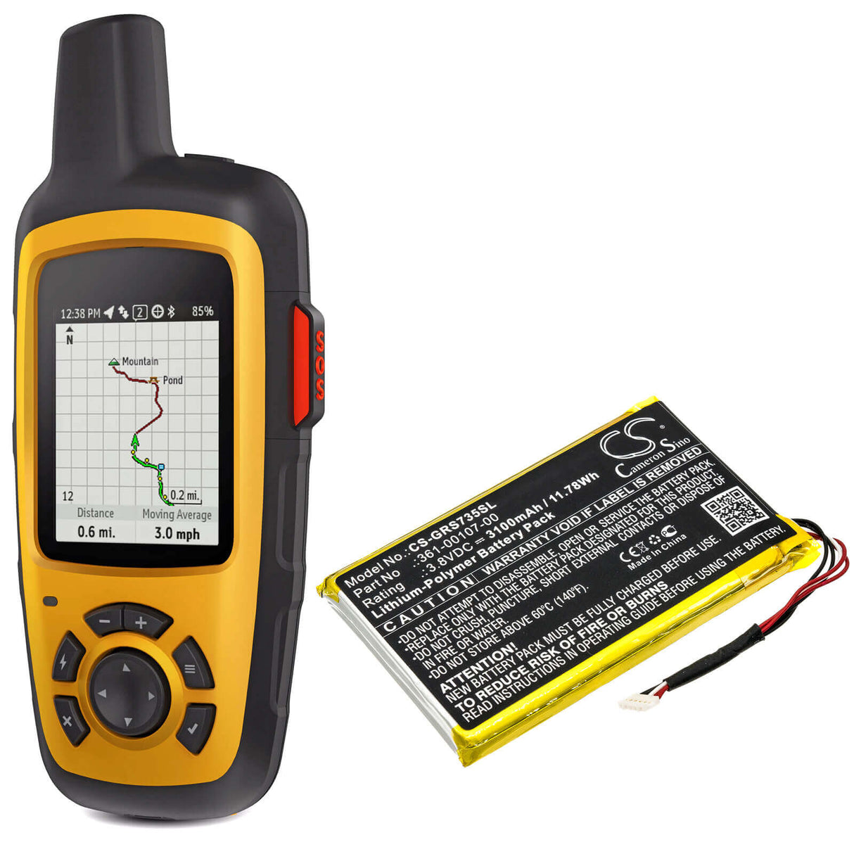 3,8V, Li-Polymer, 3100mAh, batterie GPS compatible Garmin, 361-00107-00, 010-01735-10, Explorer+, 11,78Wh GPS, Navigator Cameron Sino Technology Limited