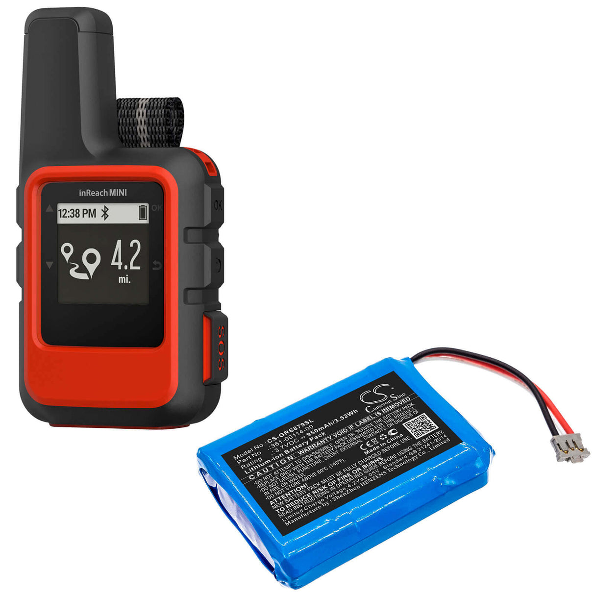 3,7V, Li-ion, 950mAh, batterie GPS compatible Garmin, 361-00114-00, 010-01879-00, 010-02602-01, 3,52Wh GPS, Navigator Cameron Sino Technology Limited