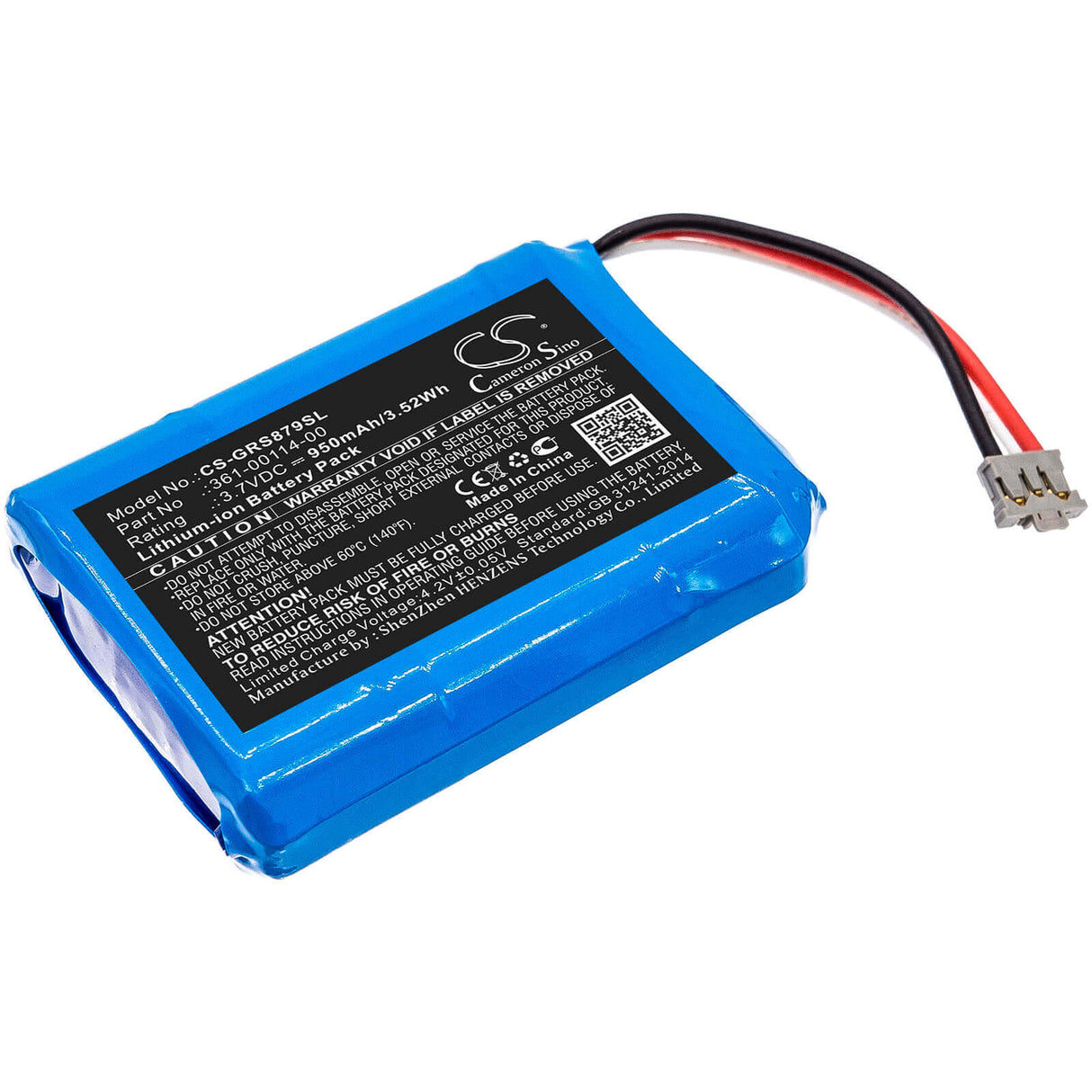 3,7V, Li-ion, 950mAh, batterie GPS compatible Garmin, 361-00114-00, 010-01879-00, 010-02602-01, 3,52Wh GPS, Navigator Cameron Sino Technology Limited