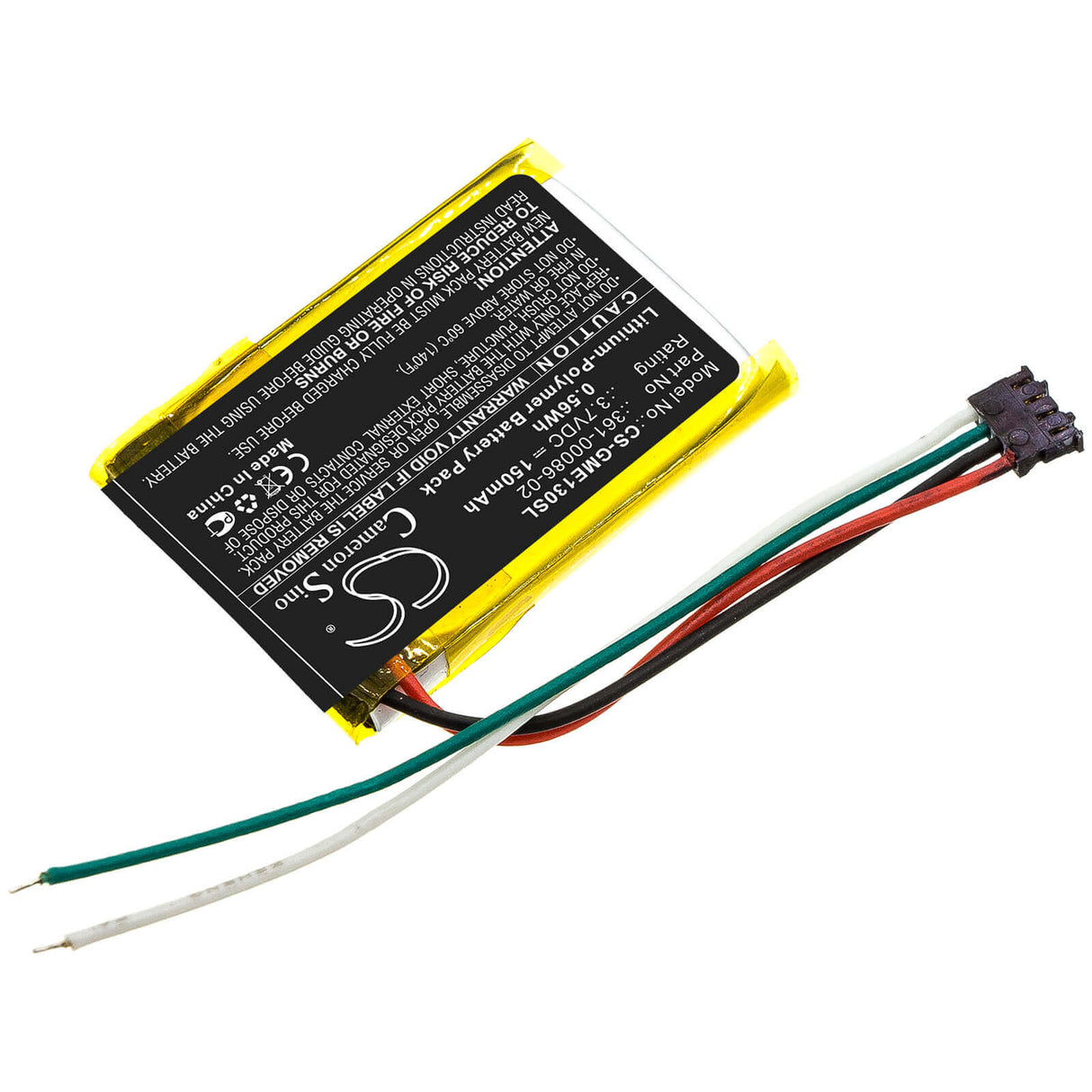 3,7 V, Li-Polymère, 150 mAh, batterie GPS compatible Garmin, 361-00086-02, 3la037240, 6es142148, 0,56 Wh GPS, Navigateur Cameron Sino Technology Limited