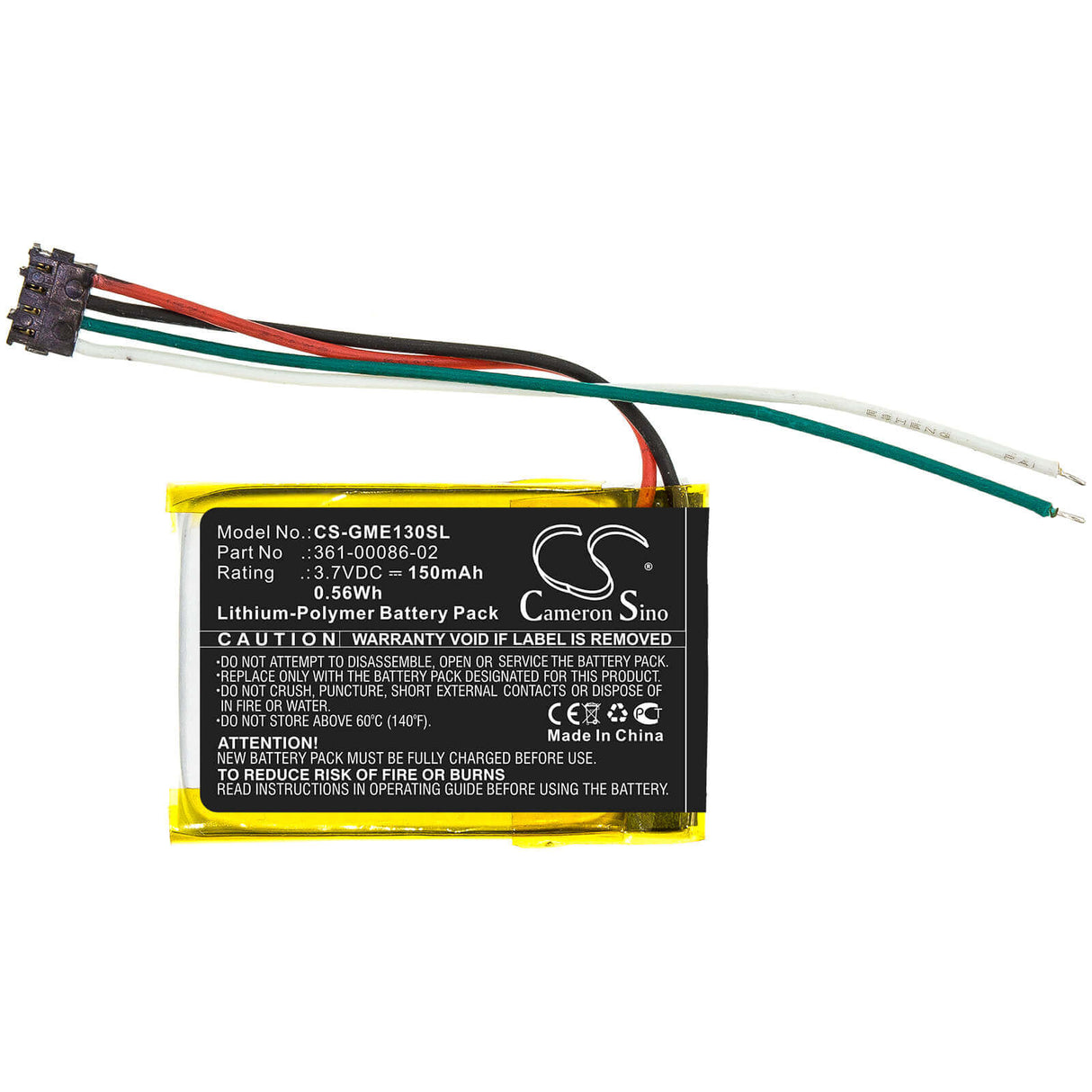 3,7 V, Li-Polymère, 150 mAh, batterie GPS compatible Garmin, 361-00086-02, 3la037240, 6es142148, 0,56 Wh GPS, Navigateur Cameron Sino Technology Limited