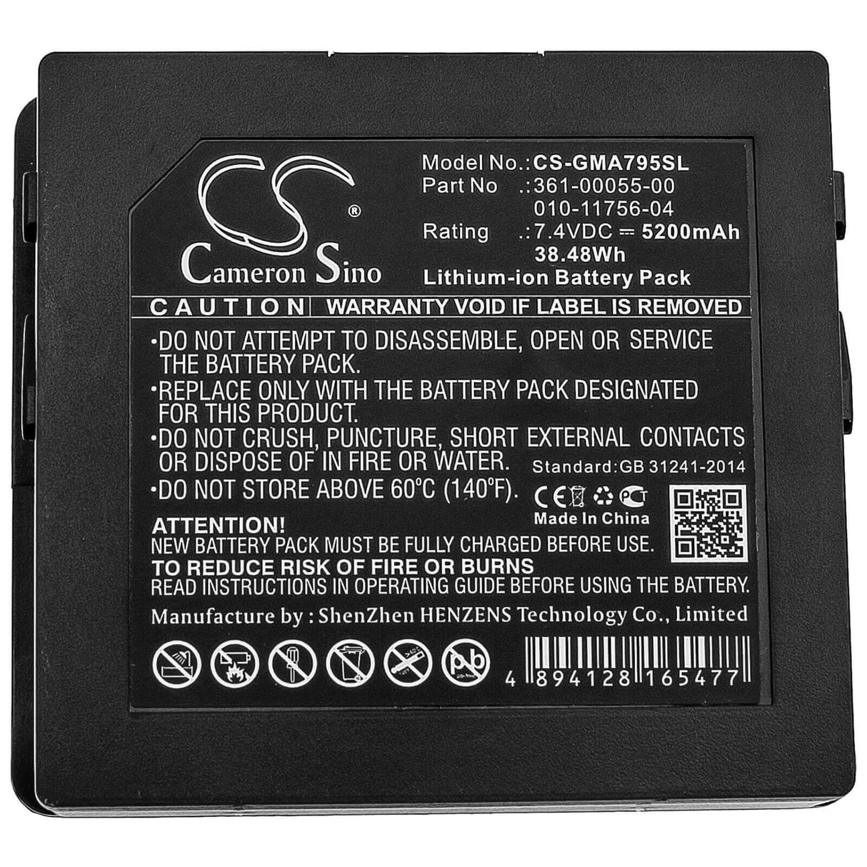 7.4V, Li-ion, 5200mAh, batterie GPS compatible Garmin, 010-11756-04, Aera 795, Aera 796, 38.48Wh GPS, Navigator Cameron Sino Technology Limited