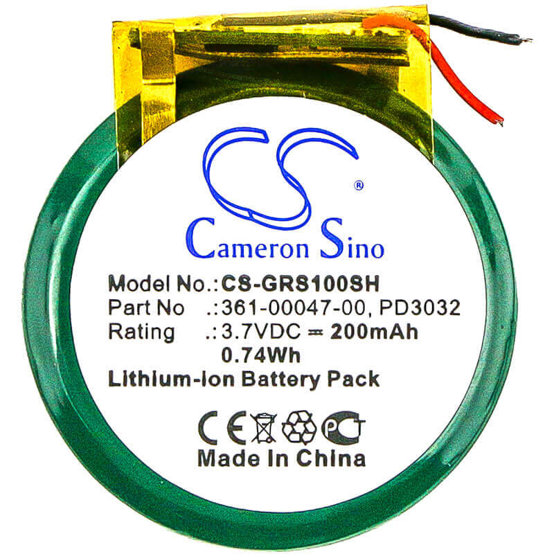 3.7V, Li-ion, 200mAh, Smartwatch battery fits Garmin, 361-00047-00, Approach S1, Forerunner 110, 0.74Wh Smartwatch Cameron Sino Technology Limited