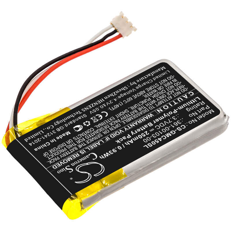 Batterie pour Garmin, Dash Cam 45, Dashcam 45 3.7v, 250mAh - 0.93Wh Dashcam Cameron Sino Technology Limited