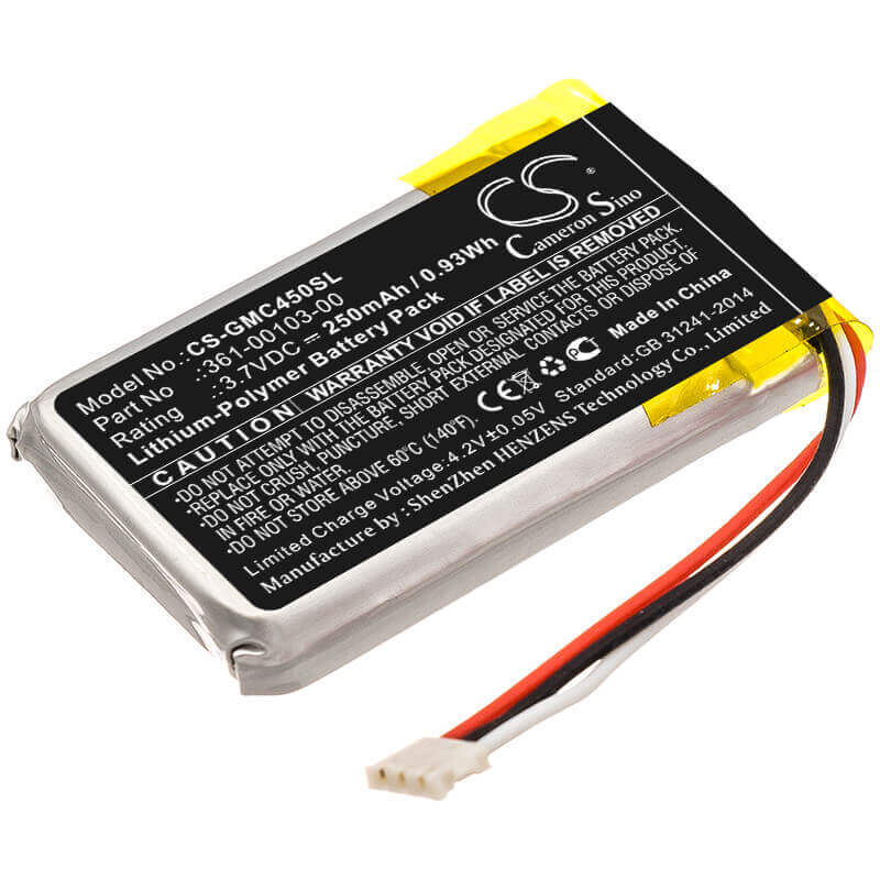 Batterie pour Garmin, Dash Cam 45, Dashcam 45 3.7v, 250mAh - 0.93Wh Dashcam Cameron Sino Technology Limited