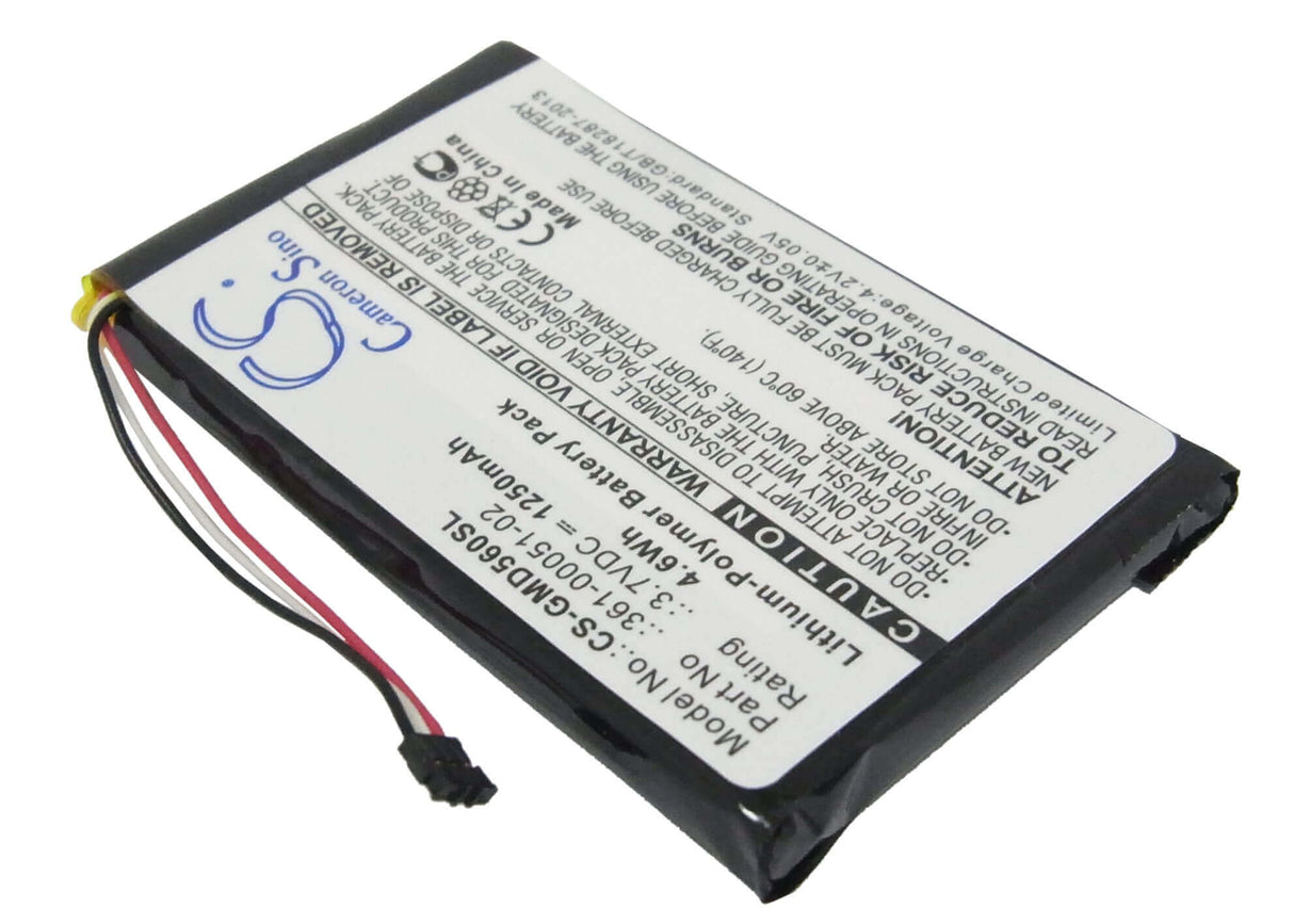 3,7V, Li-Polymère, 1250mAh, batterie GPS compatible Garmin, 361-00051-02, Dezl 560, Dezl 560lmt, 4,63Wh GPS, Navigator Cameron Sino Technology Limited