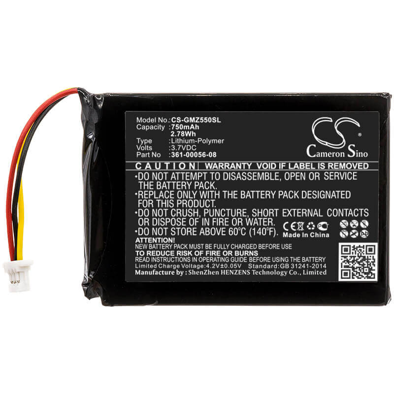 3,7V, Li-Polymère, 750mAh, batterie GPS compatible Garmin, 361-00056-08, 010-01533-0e, Drive 6", 2,78Wh GPS, Navigateur Cameron Sino Technology Limited