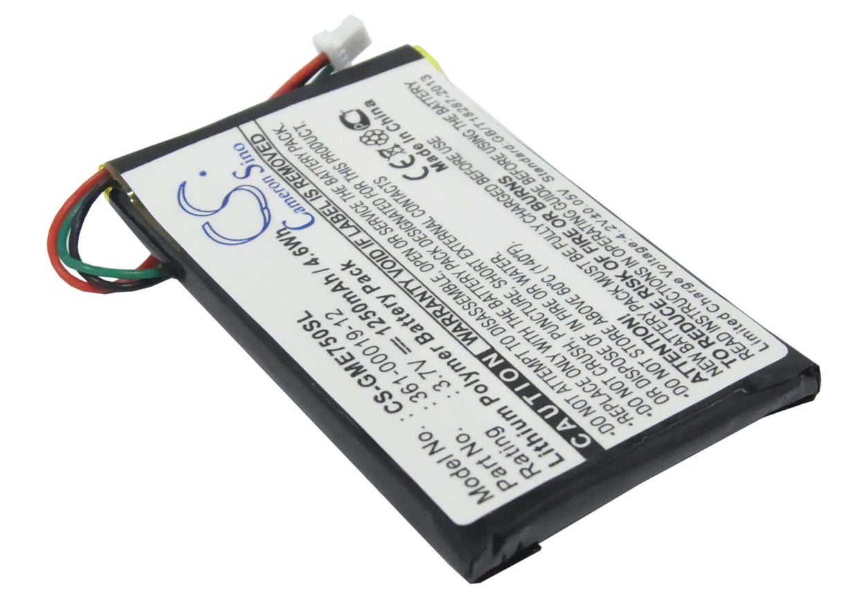3,7V, Li-Polymère, 1250mAh, batterie GPS compatible avec Garmin, 361-00019-12, Edge 605, Edge 705, 4,63Wh GPS, Navigator Cameron Sino Technology Limited