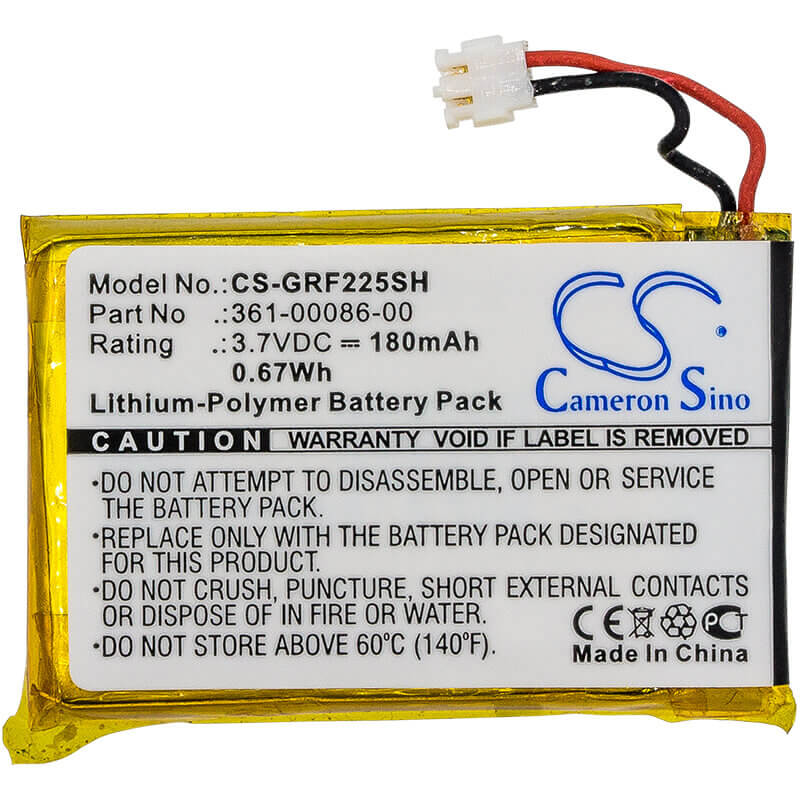 3.7V, Li-Polymer, 180mAh, Smartwatch battery fits Garmin, 361-00072-00, 010-01959-00, Approach G10, 0.67Wh Smartwatch Cameron Sino Technology Limited