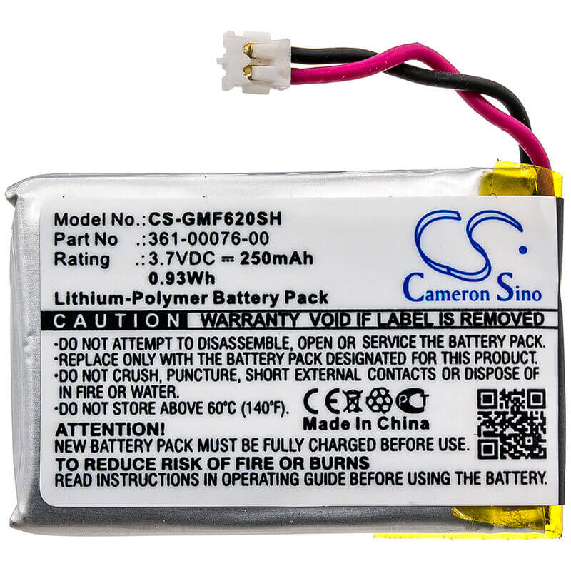 3.7V, Li-Polymer, 250mAh, Smartwatch battery fits Garmin, 361-00076-00, Forerunner 620, 0.93Wh Smartwatch Cameron Sino Technology Limited