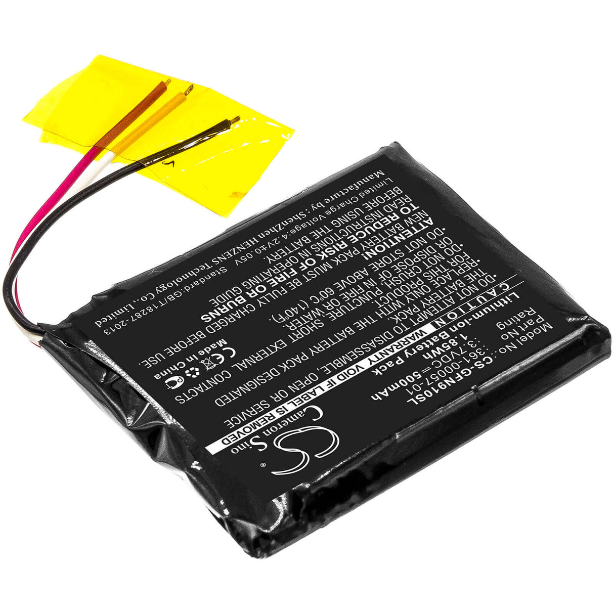 3,7V, Li-ion, 500mAh, batterie GPS compatible Garmin, 361-00057-00, Forerunner 910xt, 1,85Wh GPS, Navigator Cameron Sino Technology Limited