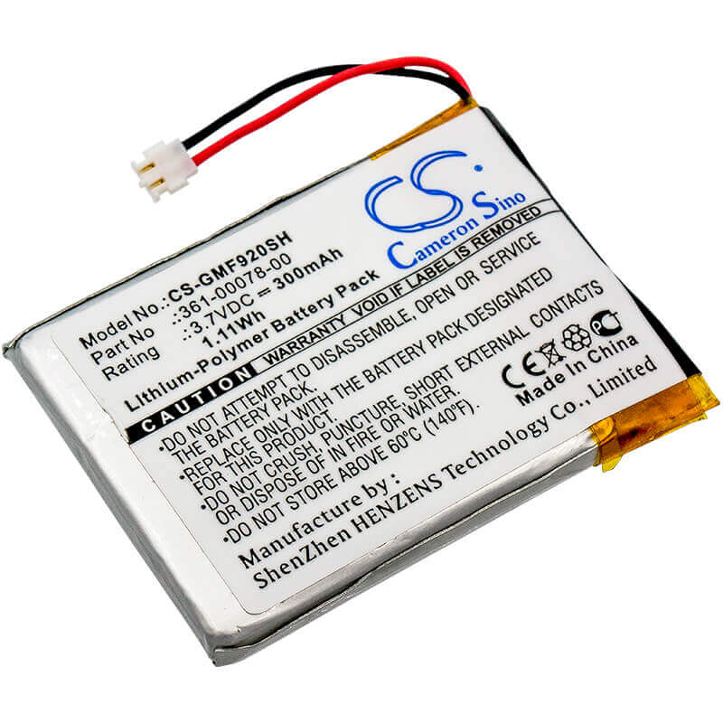 3.7V, Li-Polymer, 300mAh, Smartwatch battery fits Garmin, 361-00078-00, Forerunner 920xt, 1.11Wh Smartwatch Cameron Sino Technology Limited