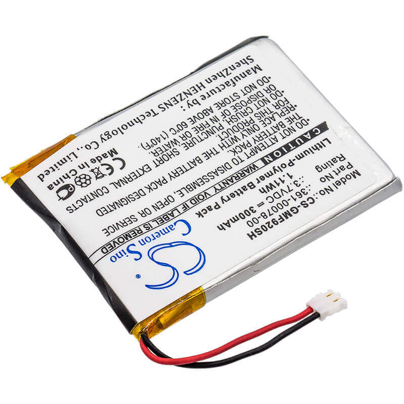3.7V, Li-Polymer, 300mAh, Smartwatch battery fits Garmin, 361-00078-00, Forerunner 920xt, 1.11Wh Smartwatch Cameron Sino Technology Limited