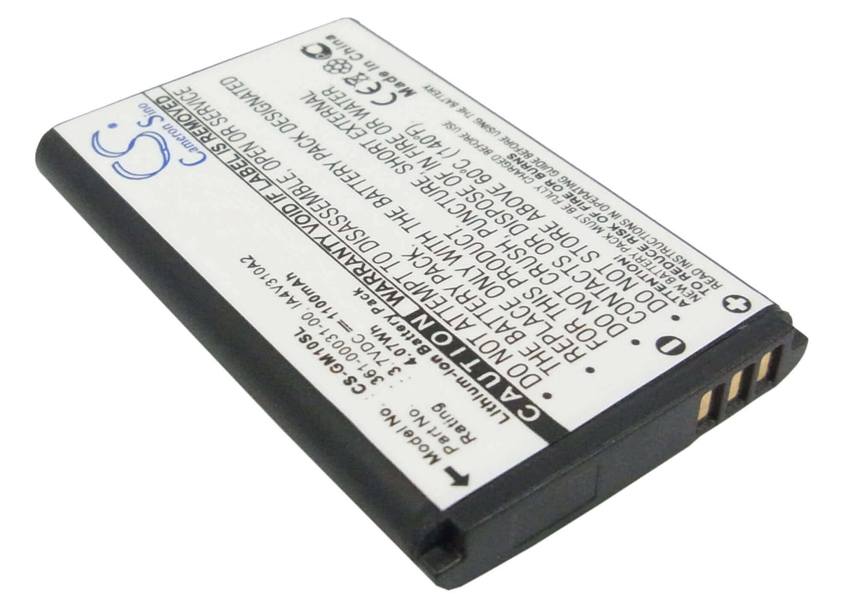 3,7V, Li-ion, 1100mAh, batterie GPS compatible Xplova, Garmin, 010-10840-00, Glo, Gps Mobile 10, 4,07Wh GPS, Navigator Cameron Sino Technology Limited