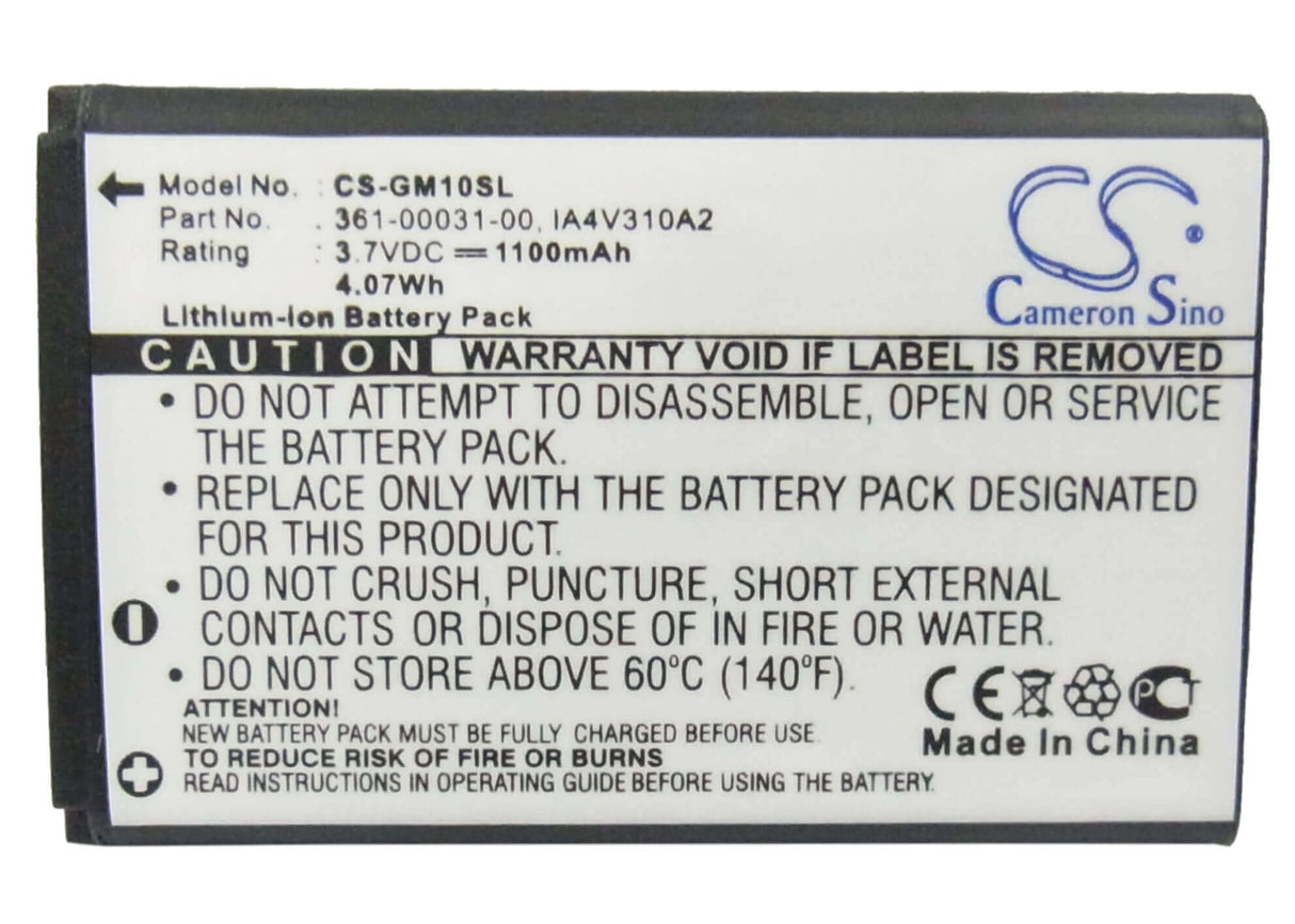 3,7V, Li-ion, 1100mAh, batterie GPS compatible Xplova, Garmin, 010-10840-00, Glo, Gps Mobile 10, 4,07Wh GPS, Navigator Cameron Sino Technology Limited
