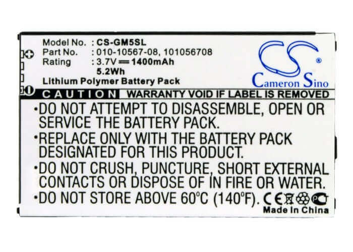 3,7V, Li-Polymère, 1400mAh, batterie GPS compatible avec Garmin, 010-10567-08, Ique M5, 5,18Wh GPS, Navigator Cameron Sino Technology Limited