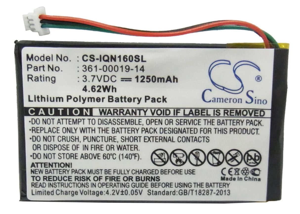 3.7V, Li-Polymer, 1250mAh, batterie GPS compatible Garmin, 361-00019-14, Nuvi 1690, Nuvi 1690t, 4.63Wh GPS, Navigator Cameron Sino Technology Limited